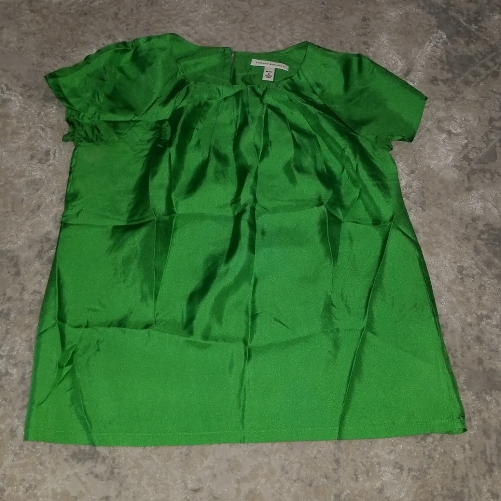Green silk blouse